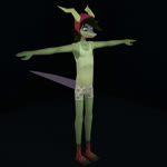 anthro black_background boxers_(clothing) clothed clothing crossgender ftm_crossgender green_body green_eyes green_hair hair headgear headwear horn low_poly male messy_hair shirt simple_background skinny solo tank_top topwear underwear slumbloom cavemanon_studios snoot_game schizo_chan_(snoot_game) compsognathid compsognathus dinosaur prehistoric_species reptile scalie theropod 1:1 360_fov 3d_(artwork) animated digital_media_(artwork) hi_res no_sound short_playtime webm