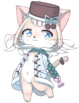 anthro barefoot blue_eyes braided_hair breasts clothed clothing coat feet female genitals hair hands_behind_back hat headgear headwear mostly_nude navel open_clothing open_coat open_topwear paws simple_background solo standing topwear vulva white_background young bunnag cat_busters melia_(cat_busters) domestic_cat felid feline felis mammal digital_media_(artwork) hi_res shaded