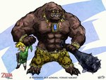 abs big_muscles clothed clothing club_(weapon) duo jewelry male male/male melee_weapon muscular pecs topless weapon aokamidu nintendo spirit_tracks the_legend_of_zelda wind_waker toon_link big_blin blin_(tloz) human humanoid mammal monster