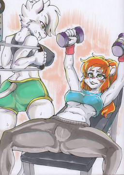 anthro big_breasts big_butt blonde_hair blue_eyes blush bodily_fluids bottomwear breasts butt camel_toe clothed clothing curvy_figure duo erect_nipples exercise fangs female fur green_eyes gym hair heterochromia mature_anthro mature_female nipple_outline nipples pants presenting presenting_hindquarters shirt shorts simple_background spreading sweat tank_top teeth thick_thighs topwear under_boob voluptuous weightlifting weights white_body white_fur wide_hips workout wristband yoga_pants daigaijin eklund_daily_life_in_a_royal_family saber_(firestorm3) sade_(firestorm3) felid feline lion mammal pantherine 2019 digital_media_(artwork) hi_res daughter_(lore) mother_(lore) mother_and_child_(lore) mother_and_daughter_(lore) parent_(lore) parent_and_child_(lore) parent_and_daughter_(lore)