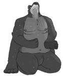 4_arms 4_nipples 4_pecs anthro biped foot_hands footpaw_hands kneeling male multi_arm multi_limb multi_nipple multi_pecs nipples null pecs plantigrade simple_background solo spots borges_(aoba) badger mammal mustelid musteline 5:6 hi_res monochrome