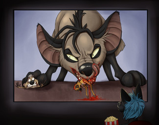 anthro blood bodily_fluids female feral gore hard_vore king macro male micro open_mouth royalty vore mankokat disney the_lion_king shenzi timon felid herpestid hyena lion mammal meerkat pantherine uncle_(lore)