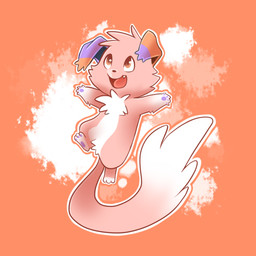 ambiguous_gender anthro chest_tuft chibi crotch_tuft floppy_ears folded_ears fur happy head_tuft jumping looking_up open_mouth open_smile orange_eyes outline pawpads pink_body pink_fur pink_tongue purple_pawpads semi-anthro smile solo tail tongue tuft white_body white_fur white_outline yassui mammal 1:1 2012 digital_drawing_(artwork) digital_media_(artwork) full-length_portrait hi_res portrait shaded soft_shading