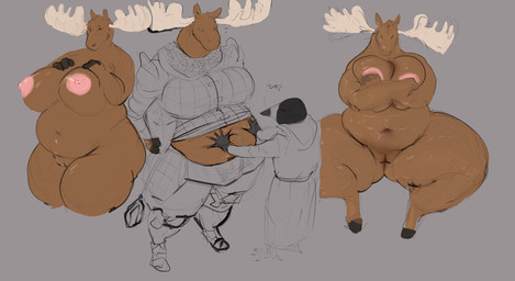 anthro antlers areola armor beak belly belly_grab big_belly big_breasts biped breasts chainmail clothing duo female female_anthro genitals hooves horn huge_breasts huge_thighs humanoid_genitalia humanoid_vulva innie_vulva interspecies larger_female male male/female mismatched_sexual_dimorphism nipples overweight overweight_anthro overweight_female robe size_difference smaller_male thick_thighs unguligrade voluptuous_anthro voluptuous_female vulva doctordj gerry_(mcdoogiy) rook_(doctordj) avian bird corvid corvus_(genus) deer mammal moose new_world_deer oscine passerine raven hi_res