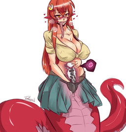 apode artificial_insemination big_breasts blush blush_lines bodily_fluids breasts cleavage clothed clothing cum cum_in_uterus cum_in_vagina cum_inside dildo female fixed_dildo fixed_toy forked_tongue genital_fluids heart_symbol impregnation internal legless masturbation monster_girl_(genre) nipple_outline ovum ovum_with_heart serpentine sex_toy sex_toy_under_clothing simple_background solo sperm_cell split_form tongue tongue_out uterus plasmidhentai monster_musume miia_(monster_musume) animal_humanoid draconcopode humanoid lamia reptile reptile_humanoid scalie scalie_humanoid snake snake_humanoid