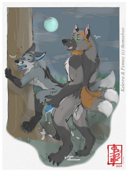 anal balls big_top_small_bottom blue_penis bodily_fluids claws cum cum_in_ass cum_inside cum_on_balls cum_on_ground dominant duo ejaculation feral genital_fluids genitals knot male male/male moon necktie night penis size_difference size_play submissive tail text fennec_(artist) fennec_(character) kelevra canid canine cross_fox fox mammal red_fox true_fox werecanid werecanine werecreature werefox hi_res