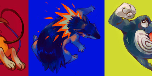 3_fingers ambiguous_gender anthro biped black_nose blue_body brown_eyes cheek_spots closed_smile eyebrows eyelashes feral fingers fire fist fur group long_tail mouth_closed open_mouth open_smile paws pose pupils smile tail tongue trio white_pupils white_sclera yellow_cheeks flavia-elric nintendo pokemon flavia_(flavia-elric) gary_(flavia-elric) kentaro_(flavia-elric) generation_1_pokemon generation_2_pokemon pokemon_(species) poliwrath raichu typhlosion 2026 3:1 absurd_res hi_res