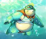 belly clothing male overweight overweight_male swimming swimwear underwater water nanadragon4 lifewonders tokyo_afterschool_summoners makara_(tas) crocodile crocodilian reptile scalie hi_res