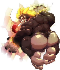5_toes against_surface against_wall angry anthro backsack ball_tuft balls banana banana_hair bananas_on_wrists barazoku barefoot big_butt big_muscles body_hair butt butt_hair feet food fruit genitals grabbing_wall hairy_balls knees_up looking_back male mostly_nude muscular muscular_male necktie necktie_only plant pronounced_browridge pseudo_hair rear_view soles solo toes tuft cursedmarked donkey_kong_(series) donkey_kong_bananza nintendo donkey_kong_(character) kong_bananza ape gorilla haplorhine kong mammal primate 2025 absurd_res hi_res