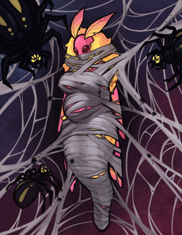 ambiguous_gender antennae_(anatomy) anthro arthropod_abdomen arthropod_webbing back_wings bdsm black_body bondage bound breasts butt dominant dominant_feral encasement female feral fluffy fully_bound fur gag gagged group hands_behind_back helpless immobilization insect_wings lepidopteran_wings markings multi_eye multi_limb multiple_doms_one_sub nude nude_anthro nude_female peril pink_body predator/prey pregnant pregnant_anthro pregnant_female restraints simple_background solo_focus spider_web submissive submissive_anthro suspension suspension_bondage thick_thighs web_bondage web_encasement wide_eyed wing_markings wings wings_tied yellow_body lost_izalith shimsusa arachnid arthropod insect lepidopteran moth spider absurd_res digital_media_(artwork) hi_res