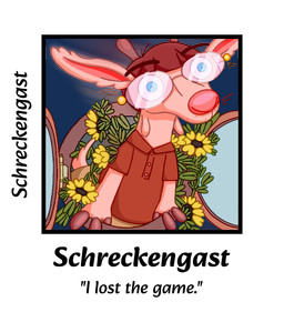 ahoge anthro big_nose blue_eyes bottomwear brown_clothing brown_hair brown_shirt brown_topwear button_(fastener) clothing collared_shirt dewlap_(anatomy) dress_shirt eyebrows eyewear falling fingers flower fur glasses glistening glistening_eyewear glistening_glasses glistening_hooves glistening_horn hair hoof_hands hooved_fingers hooves horn long_ears male motion_blur philtrum pink_body pink_fur pink_nose plant scut_tail shirt short_tail shorts simple_background solo sunflower tail tan_bottomwear tan_clothing tan_shorts text thick_eyebrows topwear transparent_background whisker_spots whiskers wide_eyed window schreckengast the_game mark_(schreckengast) bovid caprine goat mammal 2026 alpha_channel digital_drawing_(artwork) digital_media_(artwork) english_text meme