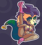 anthro black_hair breasts feet female fur genitals green_tail hair looking_at_viewer nipples nude pussy simple_background smile solo tail redeye_samurai_(artist) mammal murid murine rat rodent digital_media_(artwork) hi_res