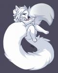 ambiguous_gender anthro black_nose eyes_closed fur grey_background simple_background solo tongue white_body white_fur gonewiththefart canid canine fox mammal digital_media_(artwork)