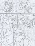 anthro duo female female_pred female_prey food oral_vore outside sandwich_(food) simple_background vore white_background virus-20 wendy_wolf_(virus-20) canid canine canis mammal procyonid raccoon wolf 2021 comic sketch