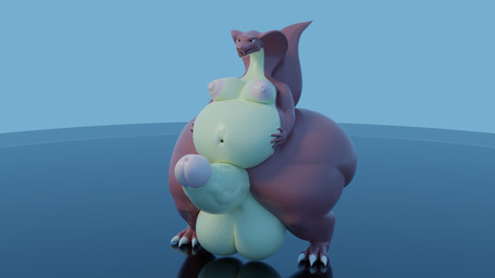 anthro balls big_butt big_moobs breasts butt erection genitals holding_belly huge_butt hyper hyper_genitalia male moobs nipples nude obese overweight penis simple_background smile solo vein veiny_penis burpydraggy_(artist) reptile scalie 16:9 3d_(artwork) digital_media_(artwork) hi_res widescreen