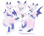 ambiguous_gender anthro black_markings black_nose blue_body blue_fur countershading digitigrade feet fur handpaw hindpaw markings membrane_(anatomy) membranous_wings multicolored_body multicolored_fur paws pink_body pink_fur purple_body purple_eyes purple_fur purple_wings simple_background smile solo tail white_background white_body white_countershading white_fur wings thorn_paw mythology canid canine canis domestic_dog dragon hybrid mammal mythological_creature mythological_scalie scalie 2024 bust_portrait digital_media_(artwork) full-length_portrait hi_res multiple_images portrait male_(lore)