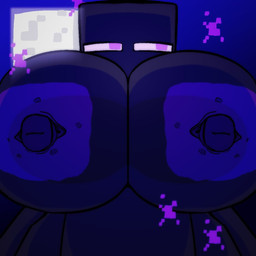 areola big_breasts black_body breasts female huge_breasts nipples not_furry nude purple_areola purple_eyes purple_nipples solo stormkinght microsoft minecraft mojang xbox_game_studios enderman humanoid