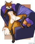 anthro bedding black_markings blanket cheek_tuft collar collar_only dipstick_ears dipstick_tail ear_markings facial_tuft featureless_crotch fur furniture gaming gloves_(marking) leg_markings lying male markings multicolored_ears navel nude on_back on_sofa orange_body orange_fur pillow playing_video_game plushie relaxing simple_background socks_(marking) sofa solo tail tail_markings tuft white_body white_fur yellow_eyes foxboy83 game_gear sega vikki_(jvfoxy) canid canine fox mammal red_fox true_fox colored digital_media_(artwork) full-length_portrait hi_res portrait shaded female_(lore)