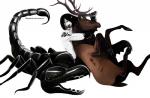 3-segmented_chelate_chelicerae 8_legs antler_grab antlers arthropod_abdomen asphyxiation beady_eyes black_body black_exoskeleton black_eyebrows black_hair black_hooves black_sclera black_spots blood bodily_fluids brown_body brown_eyes brown_fur brown_horn brown_tail chelicerae choking claws cloven_hooves duo exoskeleton eyebrows feral fight frown fur glistening hair headlock hooves horn humanoid_pointy_ears hunting light male markings multi_leg multi_limb open_frown open_mouth pale_skin pedipalps pincers pointy_ears quadruped red_tongue restrained saliva saliva_string shadow sharp_teeth short_tail simple_background snout split_form spots spotted_body spotted_skin standing stinger struggling tail teeth text tongue white_background white_body white_skin wounded yelling yellow_eyes nospherato babylonian_mythology middle_eastern_mythology mythology khair arachnid arachnid_taur arthropod arthropod_taur asian_forest_scorpion cervine deer elk giant_forest_scorpion girtablilu mammal mythological_arachnid mythological_arthropod mythological_creature scorpion scorpion_taur scorpionid taur 2012 digital_media_(artwork) digital_painting_(artwork) lighting url