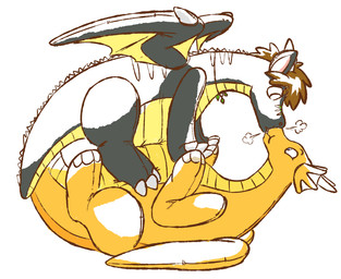 ambiguous_gender duo feral hand_holding inflation kissing membrane_(anatomy) membranous_wings overweight pinned simple_background tail thick_tail white_background wings rawr_(artist) mythology golddrake trauron dragon mythological_creature mythological_scalie scalie