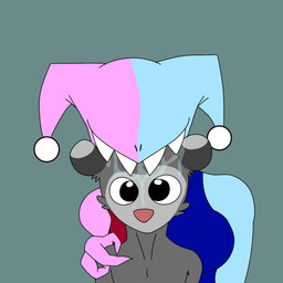 3_fingers acceptance anthro big_eyes biting_head blue_body bodily_fluids clothed clothed/nude clothing exposed_shoulder female fingers fur grey_body grey_fur male male/female multicolored_body multicolored_clothing nose_holes nude pink_body pink_nose round_ears saliva sharp_teeth shoulder_grab teeth clown_with_teef bitey_(clown_with_teef) lupo_(lupopossum) american_opossum demon humanoid imp mammal marsupial virginia_opossum 1:1 hi_res andromorph_(lore)