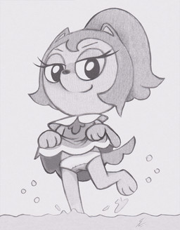 anthro barefoot bent_leg big_eyes big_head big_iris biped clothed clothed_anthro clothed_female clothing clothing_lift dress dress_lift eyebrows eyelashes feet female flat_chested hair iris loli long_eyelashes looking_at_viewer low-angle_view mouth_closed narrowed_eyes on_one_leg panties partially_submerged pointy_ears ponytail prick_ears short_hair smile smiling_at_viewer smirk smirking_at_partner snout solo standing standing_in_water straight_leg tail thin_eyebrows underwear upskirt water young young_anthro young_female lockerobster kunshikter tasqyn_studio lala_(kunshikter) canid canine mammal 2024 digital_drawing_(artwork) digital_media_(artwork) full-length_portrait greyscale hi_res monochrome portrait sketch