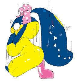 ambiguous_gender anal anal_fluids anal_penetration anthro blush bodily_fluids bow_ribbon dildo motion_lines penetration sex_toy solo surprised sweat slem don't_attack_me_mawile nintendo pokemon generation_3_pokemon mawile pokemon_(species) 2026 aliasing digital_media_(artwork)
