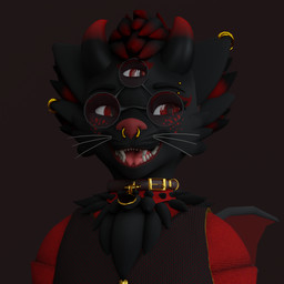 anthro chest_tuft clothing collar collared_shirt demonic dress_shirt ear_piercing eyebrow_piercing eyewear facial_piercing forked_tongue glasses happy horn male multi_ear nose_piercing piercing pupils ring_piercing septum_piercing shirt slit_pupils smile solo teeth_showing tongue topwear tuft undershirt vest whiskers wings pierrez pierrez_(pierrez) felid feline mammal 1:1 3d_(artwork) digital_media_(artwork) hi_res portrait