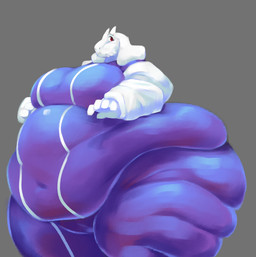 5_fingers anthro belly big_belly big_breasts big_butt breasts butt clothed clothing fat_legs fat_rolls female fingers floppy_ears fur grey_background horizontal_pupils horn huge_belly huge_butt love_handles mature_anthro mature_female morbidly_obese morbidly_obese_anthro morbidly_obese_female navel_outline obese obese_anthro obese_female overweight overweight_anthro overweight_female pupils red_eyes simple_background solo white_body white_fur 33millionsnails undertale_(series) toriel boss_monster_(undertale) bovid caprine goat mammal 2026 hi_res