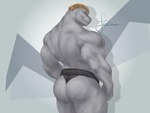 anthro back_muscles barazoku belt biceps big_butt big_muscles butt clothed clothing grey_body looking_at_viewer male muscular muscular_anthro muscular_male rear_view simple_background smile smirk solo topless underwear underwear_only feelieowo nintendo pokemon generation_1_pokemon machoke pokemon_(species) 4:3 digital_media_(artwork) hi_res