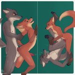 4_fingers 4_toes anal anal_penetration animal_genitalia animal_penis ankle_grab anthro anthro_on_anthro anthro_penetrated anthro_penetrating anthro_penetrating_anthro ball_tuft balls big_dom_small_sub blush bodily_fluids brown_body butt canine_genitalia canine_penis cheek_tuft chest_tuft dominant dominant_male duo erection facial_tuft feet fingers fluffy fluffy_tail from_behind_position from_front_position fucked_silly fur genitals hair head_tuft knot leg_grab male male/male male_penetrated male_penetrating male_penetrating_male nipples nude open_mouth pawpads paws penetration penile penile_penetration penis piledriver_position pointy_ears prick_ears sex simple_background size_difference small_dom_big_sub smile submissive submissive_male tail tail_grab toes tuft versatile overunder disney dreamworks the_bad_guys zootopia mr._wolf_(the_bad_guys) nick_wilde canid canine canis fox mammal red_fox true_fox wolf 1:1 hi_res