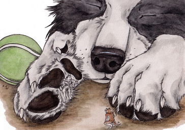 ambiguous_gender anthro black_body black_fur black_nose black_pawpads brown_body brown_fur claws eyes_closed feral fur group micro mouth_closed nude pawpads sleeping trio white_body white_claws white_fur kola_(artist) border_collie canid canine canis collie domestic_dog herding_dog mammal pastoral_dog sheepdog 2021 dated painting_(artwork) signature traditional_media_(artwork) traditional_painting_(artwork) traditional_watercolor_(artwork) watercolor_(artwork)