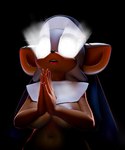 anthro breasts female glowing glowing_eyes hands_together hands_together_elbows_apart nun praying solo saransaran sega sonic_the_hedgehog_(series) nottanj_rouge rouge_the_bat bat mammal 2024 3d_(artwork) 5:6 digital_media_(artwork) hi_res