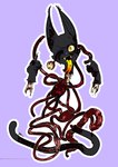 ambiguous_gender anthro blood bodily_fluids disembodied_hand gesture gore guts hand_gesture horror_(theme) intestines middle_finger organs painless_gore piercing pink_background simple_background solo tail tongue tongue_out tongue_piercing natt333 domestic_cat felid feline felis mammal hi_res