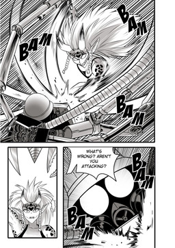 anthro breasts cleavage clothed clothing dialogue duo fancomic female fight horn imminent_death long_ears male monster_girl_(genre) realization scared text tusks saizuart one-punch_man one_(manga) raptora animal_humanoid human humanoid lizard_humanoid mammal monster reptile reptile_humanoid scalie scalie_humanoid comic english_text hi_res