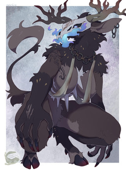 anthro antlers big_breasts bone breasts female fingers fur horn piercing simple_background skull skull_head solo tail thick_thighs mochiri mammal absurd_res hi_res
