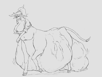 after_vore belly big_belly big_breasts breasts female female_pred group horn huge_belly overweight taur_pred teats udders vore cross-crescent bovid bovid_taur bovine bovine_taur cattle cattle_taur mammal mammal_taur taur 2015 hi_res monochrome