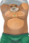 anthro blush bodily_fluids brown_body clothing kemono male musk one_eye_closed overweight overweight_male solo sweat underwear undressing wink 9dtq0 lifewonders tokyo_afterschool_summoners volos_(tas) bear mammal 2023 absurd_res hi_res