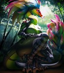 anthro breasts claws clothed clothing day detailed_background feathers female forest grass green_body green_scales non-mammal_breasts outside plant scales smile solo tail tongue tree fivel american_mythology aztec_mythology mesoamerican_mythology mythology quetzalcoatl deity feathered_scalie feathered_snake reptile scalie snake 2021 digital_media_(artwork) hi_res