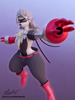 4_fingers anthro belt belt_buckle bottomwear buckle chest_tuft clothed clothing cybernetics female fingers flat_chested gradient_background looking_at_viewer machine mask mechanical_arms navel pants pose sheriff_badge simple_background solo spread_arms text topless tuft hiddenmask18 bandai_namco digimon digimon_beatbreak cyborg digimon_(species) wolvermon 3:4 3d_(artwork) blender_(artwork) digital_media_(artwork) hi_res signature url