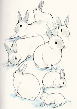 black_eyes feral fur lying simple_background sleeping solo white_background ichthy0stega lagomorph leporid mammal rabbit 2015