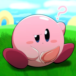 animal_genitalia erection genital_slit genitals grass grass_field looking_away male outside penis pink_penis plant question_mark raised_arm sitting solo tapering_penis tepigfan101 kirby_(series) nintendo kirby alien waddling_head 2025 absurd_res digital_media_(artwork) hi_res