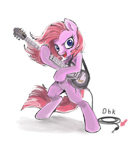 anthro biped blue_eyes electric_guitar female fur guitar hair musical_instrument pink_body pink_fur pink_hair playing_guitar playing_music plucked_string_instrument simple_background solo standing straight_hair string_instrument white_background dexhaiken friendship_is_magic hasbro my_little_pony pinkamena_(mlp) pinkie_pie_(mlp) earth_pony equid equine horse mammal pony 2013