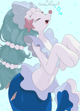 ambiguous_gender blue_background blue_body blue_hair eyes_closed feral hair navel open_mouth simple_background solo white_body gentomic0 nintendo pokemon generation_7_pokemon pokemon_(species) primarina absurd_res hi_res