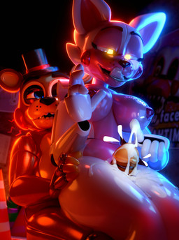 anthro big_breasts blue_eyes bodily_fluids breasts clothing cum cum_on_hand cum_on_leg cum_on_penis cum_string dark_nipples drooling duo dutch_angle ejaculation emanata erection female female_on_top genital_fluids genitals glistening glistening_body glowing glowing_eyes half-closed_eyes hand_on_another's_thigh hat headgear headwear humanoid_genitalia humanoid_penis inside licking licking_lips licking_own_lips looking_down looking_down_at_genitalia looking_down_at_penis machine male male/female mechanical_penis mismatched_genitalia mismatched_penis narrowed_eyes nipples nude nude_anthro nude_female nude_male on_lap on_top open_mouth open_smile penis pink_nipples saliva saliva_on_face segmented_penis sex sitting_on_another sitting_on_lap smile thick_thighs thigh_sex tongue tongue_out top_hat yellow_eyes jizzyfox jizzyfox_(modeler) five_nights_at_freddy's five_nights_at_freddy's_2 scottgames sister_location funtime_foxy_(fnaf) toy_freddy_(fnaf) animatronic bear canid canine fox mammal robot robot_anthro 3d_(artwork) absurd_res digital_media_(artwork) hi_res watermark