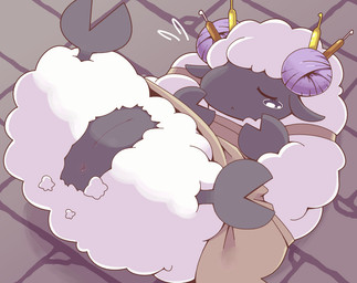 :< anthro anus apron apron_only ball_of_yarn biped black_body bodily_fluids clothed clothed_anthro clothed_female clothing eyes_closed female female_anthro fur genitals high-angle_view innie_vulva lying lying_on_ground on_back on_ground plantigrade shaved_fur solo tears vulva white_body white_fur white_wool wool_(fur) yarn crepix yu-gi-oh! bovid caprine cross-sheep duel_monster mammal sheep 2024 digital_drawing_(artwork) digital_media_(artwork) shaded soft_shading