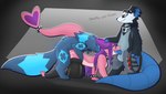 anthro balls black_body black_fur blue_body blue_eyes blue_fur blush blush_lines bodily_fluids breasts collar cum cum_in_pussy cum_inside doggystyle dominant dominant_male erection female female_penetrated feral fluffy fluffy_tail from_behind_position fur genital_fluids genitals green_eyes group group_sex hair heart_eyes heart_symbol humping latex leaking male male/female male_penetrating messy nude open_mouth oral oral_penetration penetration penis pink_body pink_scales pokeball purple_hair scales sex simple_background spiked_collar spikes standing standing_sex submissive submissive_female swallowing tail text threesome thrusting tongue trio vaginal vaginal_penetration wet stealthyspirit nintendo pokemon nora_(stove2) nuke_(stealthyspirit) pavel_(thekoboldking) american_opossum canid canine eeveelution generation_2_pokemon kobold mammal marsupial pokemon_(species) reptile scalie umbreon hi_res