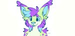 anthro arm_tuft blep blue_eyes blue_inner_ear blue_markings blue_nose blue_tongue breasts cheek_tuft ear_tuft facial_tuft female fur green_body green_fur head_tuft markings purple_body purple_fur shoulder_tuft simple_background smile solo sparklefur tongue tongue_out tuft white_background cloudpie conditional_dnp felid feline lynx mammal 2022 bust_portrait clip_studio_paint_(artwork) colored_sketch deviantart_muro_(artwork) digital_drawing_(artwork) digital_media_(artwork) portrait sketch