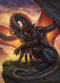 bestiality bodily_fluids claws clothing duo erection feral genital_fluids genitals interspecies larger_feral male male/male membrane_(anatomy) membranous_wings nature outside penis plant precum size_difference smaller_human smile sunset tail tongue tongue_out wings yellow_eyes red-izak mythology dragon human mammal mythological_creature mythological_scalie scalie hi_res