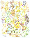 2015 2n2n ambiguous_gender blumaroo colored_sketch disembodied_head feral graph_paper group marker_(artwork) markings neopet_(species) neopets pattern_body pawpads sketch sketch_page spots star_(marking) star_pattern tail traditional_media_(artwork)